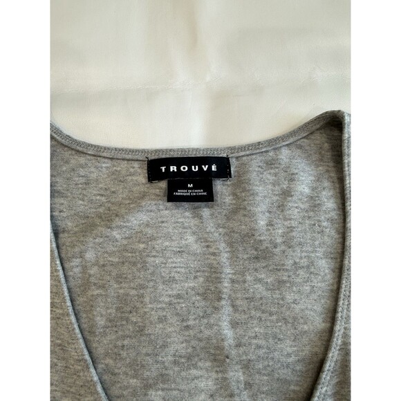 Womens Trouve Grey Bodysuit Cut Out Short Sleeve V Neck Jersey Knit Size M - Picture 2 of 7